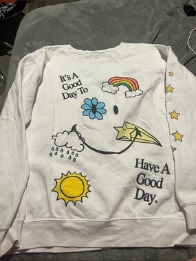 Kids White 'Have A Good Day' Graphic Crewneck Sweatshirt